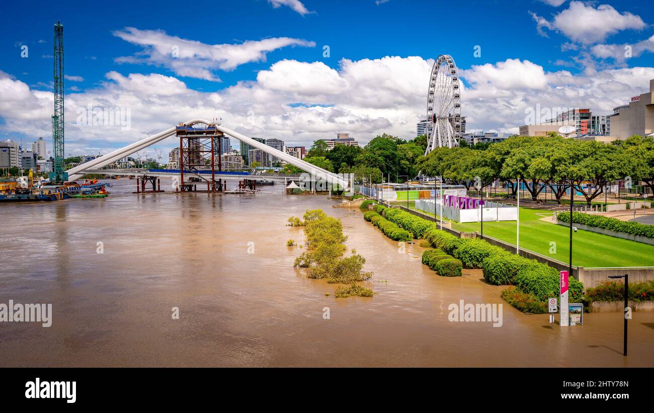 Brisbane, Australien - 1. März 2022: Southbank-Gebiet überflutet nach dem starken Regen Stockfoto