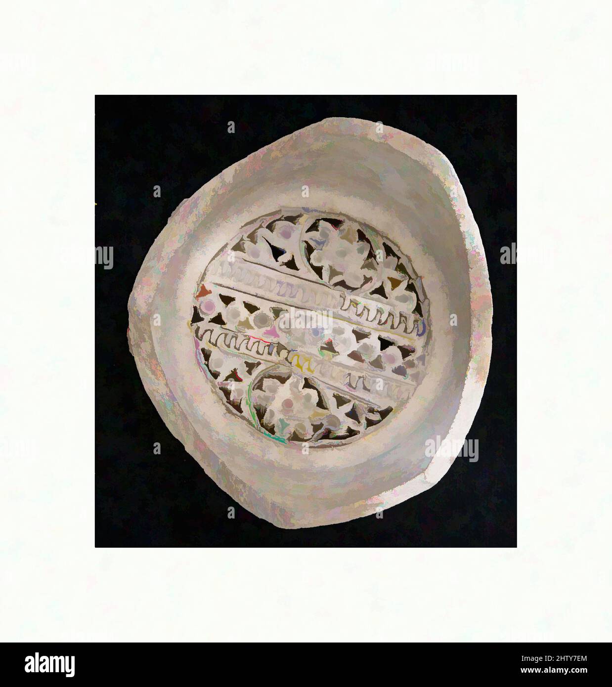 Kunst inspiriert von Wasserfilter, 14.–15. Jahrhundert, zugeschrieben Ägypten, Steingut, H. 1 13/16 in. (4,6 cm), Keramik, Klassisches von Artotop modernisiertes Werk mit einem Schuss Moderne. Formen, Farbe und Wert, auffällige visuelle Wirkung auf Kunst. Emotionen durch Freiheit von Kunstwerken auf zeitgemäße Weise. Eine zeitlose Botschaft, die eine wild kreative neue Richtung verfolgt. Künstler, die sich dem digitalen Medium zuwenden und die Artotop NFT erschaffen Stockfoto