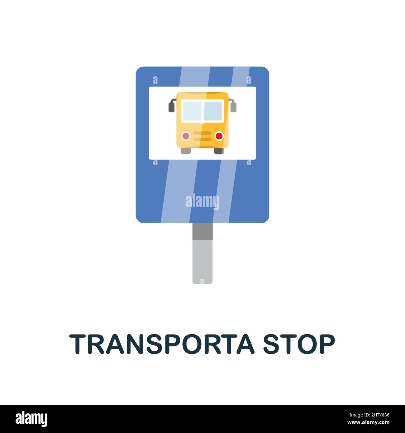 Flache Transporta-Stoppsymbole. Farbiger Elementschild aus der Sammlung öffentlicher Verkehrsmittel. Flaches Transporta Stop Icon-Zeichen für Webdesign, Infografiken und mehr Stock Vektor