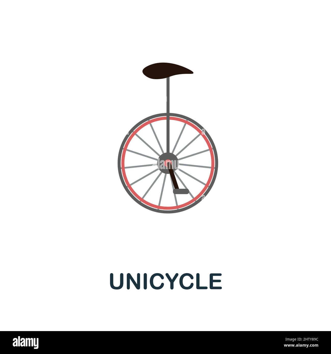 Flaches Einrad-Symbol. Farbiger Elementschild aus der Sammlung öffentlicher Verkehrsmittel. Flat Unicycle Symbol Zeichen für Web-Design, Infografiken und mehr. Stock Vektor