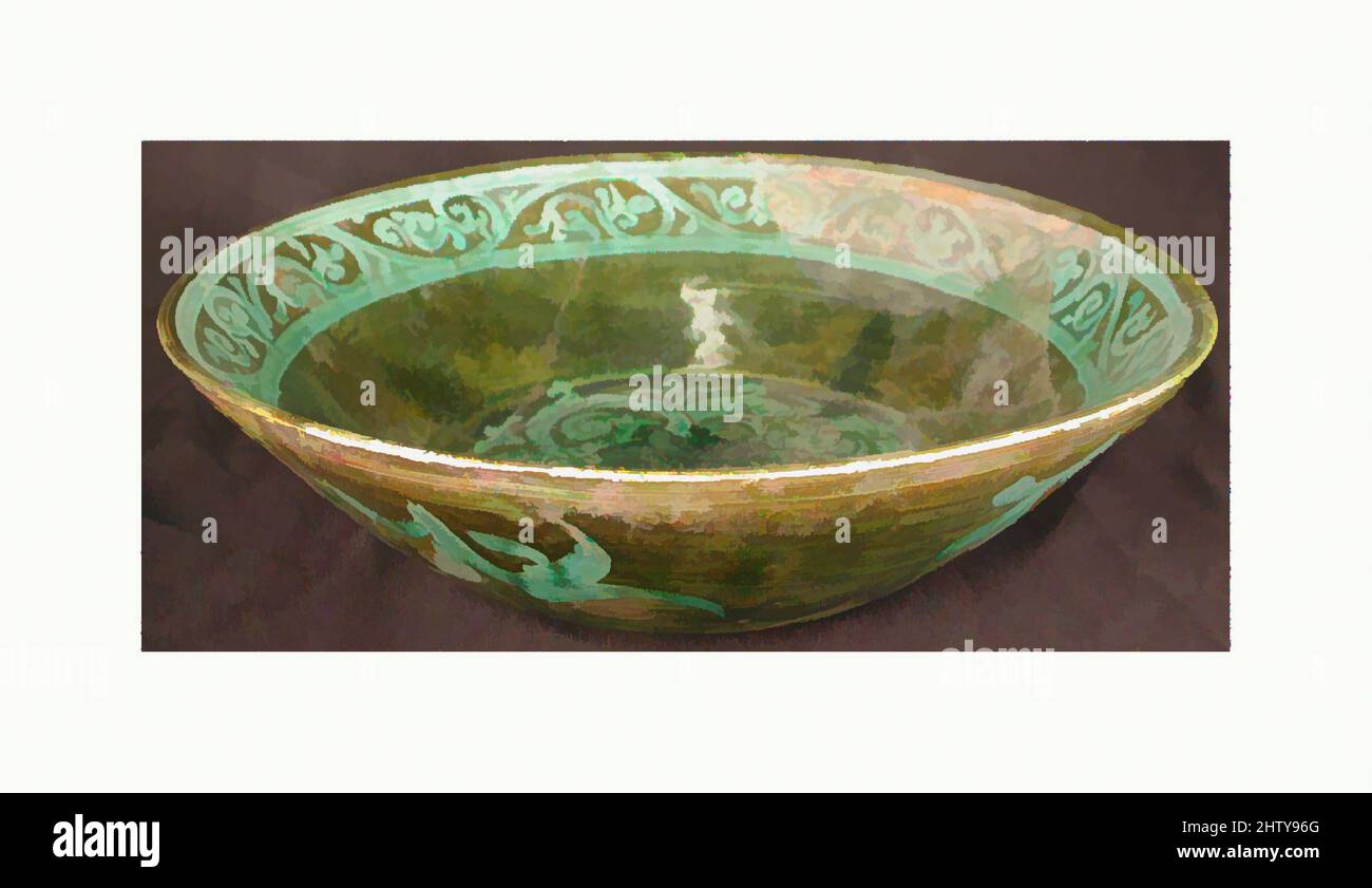 Kunst inspiriert von Bowl, 9.–10. Jahrhundert, im Iran ausgegraben, Nishapur. Dem Iran zugeschrieben, Nishapur, Steingut; violettroter Slip, weiße Slip-Dekoration, Grüne Glasur, H. 3 1/8 Zoll (7,9 cm), Keramik, Klassisches von Artotop modernisiertes Werk mit einem Schuss Moderne. Formen, Farbe und Wert, auffällige visuelle Wirkung auf Kunst. Emotionen durch Freiheit von Kunstwerken auf zeitgemäße Weise. Eine zeitlose Botschaft, die eine wild kreative neue Richtung verfolgt. Künstler, die sich dem digitalen Medium zuwenden und die Artotop NFT erschaffen Stockfoto