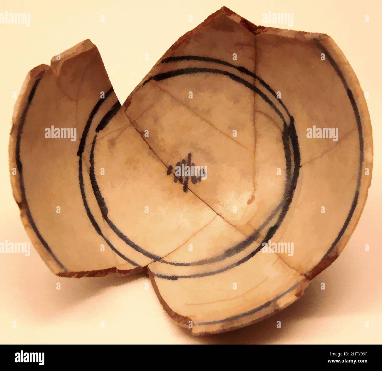 Kunst inspiriert von Bowl, 17. Jahrhundert, im Iran ausgegraben, Nishapur, Steingut; Grobkörniger Körper, Dekoration in Blau auf weißem Grund, glasiert, H. 2 7/16 Zoll (6,2 cm), Keramik, Klassisches von Artotop modernisiertes Werk mit einem Schuss Moderne. Formen, Farbe und Wert, auffällige visuelle Wirkung auf Kunst. Emotionen durch Freiheit von Kunstwerken auf zeitgemäße Weise. Eine zeitlose Botschaft, die eine wild kreative neue Richtung verfolgt. Künstler, die sich dem digitalen Medium zuwenden und die Artotop NFT erschaffen Stockfoto