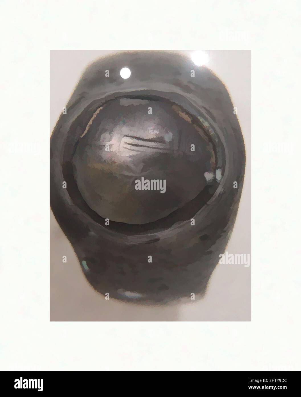 Kunst inspiriert von Ring, 10.. Jahrhundert, Ägypten zugeschrieben, Silber; mit farblosen Cabochon-Steinen oder Glaspaste, L. 7/8 Zoll (2,2 cm), Schmuck, Klassisches Werk, modernisiert von Artotop mit einem Schuss Moderne. Formen, Farbe und Wert, auffällige visuelle Wirkung auf Kunst. Emotionen durch Freiheit von Kunstwerken auf zeitgemäße Weise. Eine zeitlose Botschaft, die eine wild kreative neue Richtung verfolgt. Künstler, die sich dem digitalen Medium zuwenden und die Artotop NFT erschaffen Stockfoto