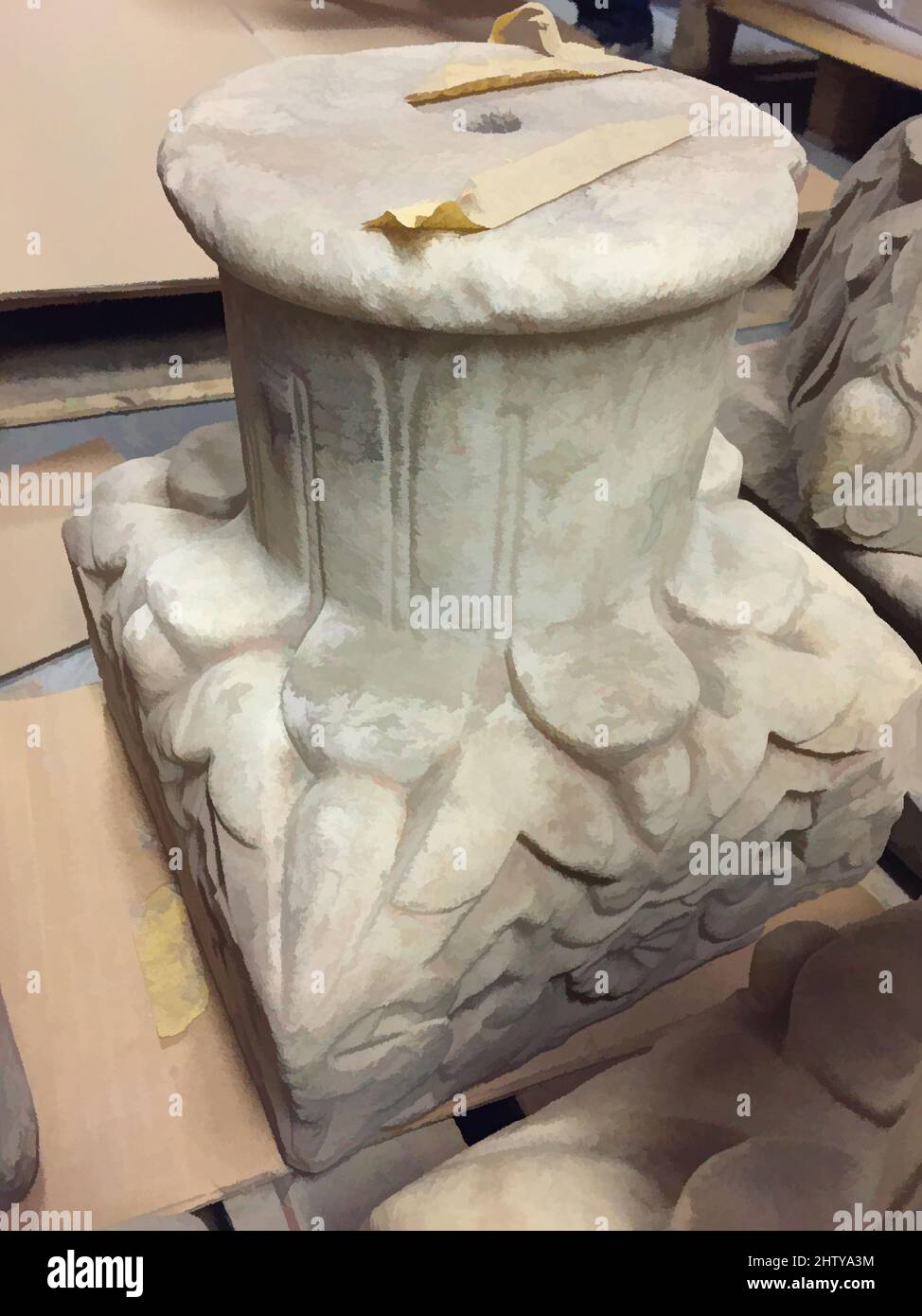 Kunst inspiriert von der Hauptstadt, 14. Jahrhundert, Made in Spain, weißer Marmor, W.12 1/2 Zoll, Skulptur, klassische Werke, die von Artotop mit einem Schuss Moderne modernisiert wurden. Formen, Farbe und Wert, auffällige visuelle Wirkung auf Kunst. Emotionen durch Freiheit von Kunstwerken auf zeitgemäße Weise. Eine zeitlose Botschaft, die eine wild kreative neue Richtung verfolgt. Künstler, die sich dem digitalen Medium zuwenden und die Artotop NFT erschaffen Stockfoto
