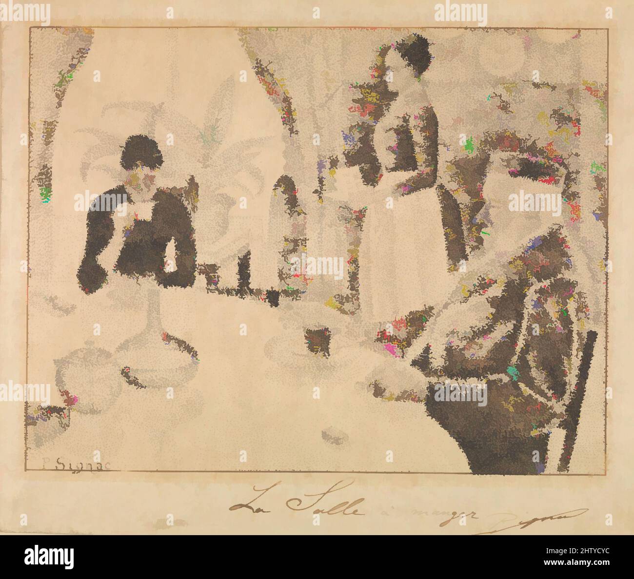 Art Inspired by the Dining Room, 1886–87, Graphit und Tinte auf japanem Papier, 8 11/16 x 10 3/16 Zoll (22,1 x 25,9 cm), Zeichnungen, Paul Signac (Französisch, Paris 1863–1935 Paris), Paul Signac war ein führender Praktiker des Neoimpressionismus, der Begriff, der einer Gruppe von klassischen Werken des späten 19. Jahrhunderts gegeben wurde, die von Artotop mit einem Schuss Moderne modernisiert wurden. Formen, Farbe und Wert, auffällige visuelle Wirkung auf Kunst. Emotionen durch Freiheit von Kunstwerken auf zeitgemäße Weise. Eine zeitlose Botschaft, die eine wild kreative neue Richtung verfolgt. Künstler, die sich dem digitalen Medium zuwenden und die Artotop NFT erschaffen Stockfoto