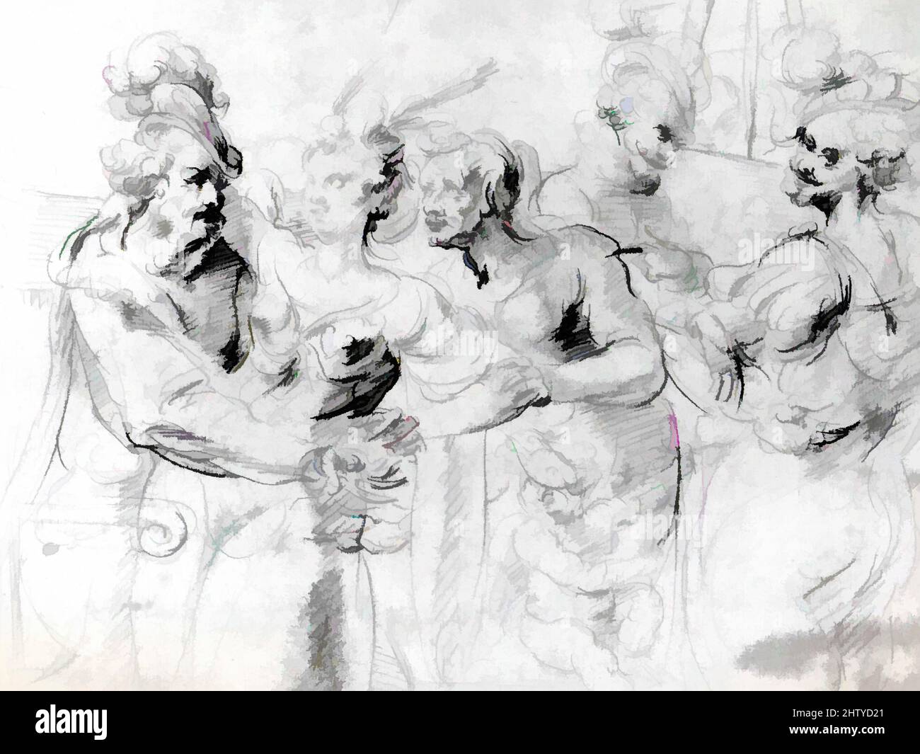 Kunst inspiriert von der Procerkess, ca. 1620s, schwarze Kreide auf Büffelpapier, 7 7/8 x 10 5/16 Zoll (20 x 26,2 cm), Zeichnungen, Georges Lallemand (französisch, Nancy ca. 1580–1636 Paris, Classic Works modernisiert von Artotop mit einem Schuss Moderne. Formen, Farbe und Wert, auffällige visuelle Wirkung auf Kunst. Emotionen durch Freiheit von Kunstwerken auf zeitgemäße Weise. Eine zeitlose Botschaft, die eine wild kreative neue Richtung verfolgt. Künstler, die sich dem digitalen Medium zuwenden und die Artotop NFT erschaffen Stockfoto
