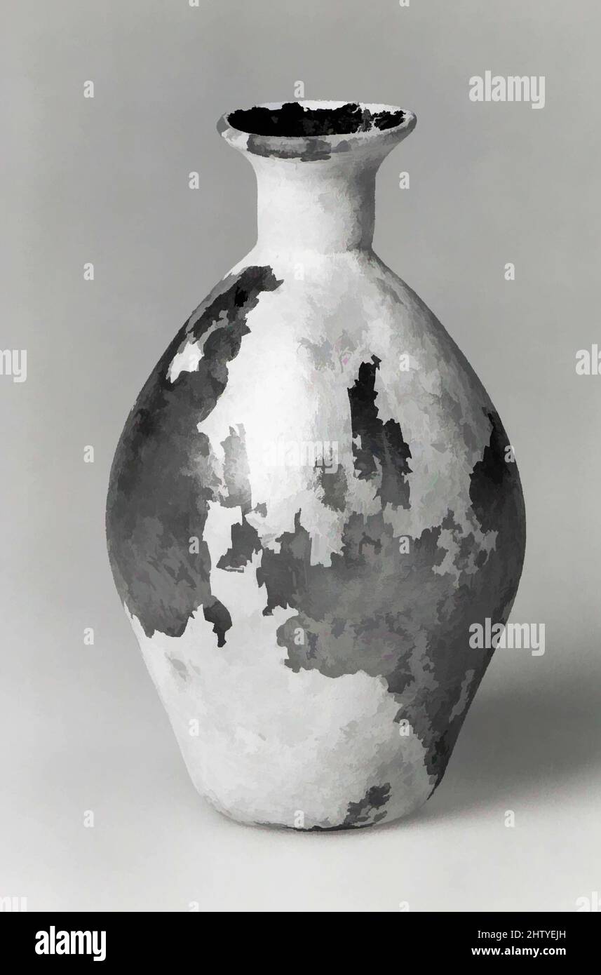 Kunst inspiriert von Glas, Ende des 3..–5.. Jahrhunderts, römisches, scheinbar farbloses Glas mit einer sehr hellgrünen oder gelblich-grünen Färbung. Geblasen, der Rand am Ofen fertig., H. 12,4 cm; Durchm. Des Randes 3,8 cm; Durchm. Des Korpus 7,6 cm, Glas, Classic Works modernisiert von Artotop mit einem Schuss Moderne. Formen, Farbe und Wert, auffällige visuelle Wirkung auf Kunst. Emotionen durch Freiheit von Kunstwerken auf zeitgemäße Weise. Eine zeitlose Botschaft, die eine wild kreative neue Richtung verfolgt. Künstler, die sich dem digitalen Medium zuwenden und die Artotop NFT erschaffen Stockfoto