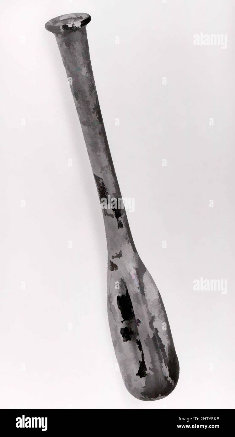 Art Inspired by Bottle, Ende des 1..–3.. Jahrhunderts, römisches, fast farbloses Glas mit gelblich-grüner Färbung. Geblasen, der Körper nachgerüstet, der Rand am Ofen fertig., H. 14 cm; Durchmesser des Randes 2 cm, Glas, Classic Works modernisiert von Artotop mit einem Schuss Moderne. Formen, Farbe und Wert, auffällige visuelle Wirkung auf Kunst. Emotionen durch Freiheit von Kunstwerken auf zeitgemäße Weise. Eine zeitlose Botschaft, die eine wild kreative neue Richtung verfolgt. Künstler, die sich dem digitalen Medium zuwenden und die Artotop NFT erschaffen Stockfoto