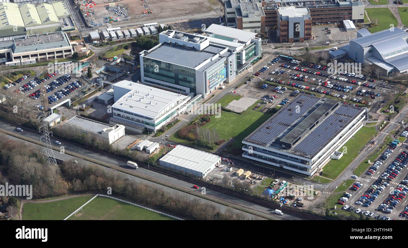 Luftaufnahme von AstraZeneca Etherow (Pharmaunternehmen) Werk Macclesfield Stockfoto