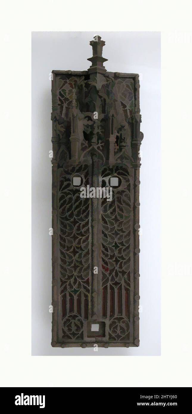 Kunst inspiriert von Door Knocker Plate, 15. Century, Französisch, Eisen, Textil, Insgesamt: 15 9/16 x 4 1/2 x 4 1/8 Zoll (39,6 x 11,4 x 10,4 cm), Metallarbeiten-Eisen, Klassisches Werk, modernisiert von Artotop mit einem Schuss Moderne. Formen, Farbe und Wert, auffällige visuelle Wirkung auf Kunst. Emotionen durch Freiheit von Kunstwerken auf zeitgemäße Weise. Eine zeitlose Botschaft, die eine wild kreative neue Richtung verfolgt. Künstler, die sich dem digitalen Medium zuwenden und die Artotop NFT erschaffen Stockfoto