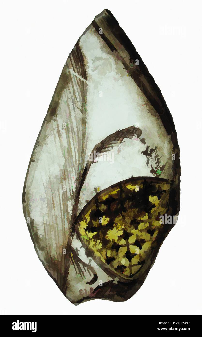 Art Inspired by Glass Fragment, 16. Century, Französisch, farbloses Glas, insgesamt: 4 1/8 x 2 3/8 Zoll (10,5 x 6 cm), Glasmalerei, Klassisches Werk, das von Artotop mit einem Schuss Moderne modernisiert wurde. Formen, Farbe und Wert, auffällige visuelle Wirkung auf Kunst. Emotionen durch Freiheit von Kunstwerken auf zeitgemäße Weise. Eine zeitlose Botschaft, die eine wild kreative neue Richtung verfolgt. Künstler, die sich dem digitalen Medium zuwenden und die Artotop NFT erschaffen Stockfoto