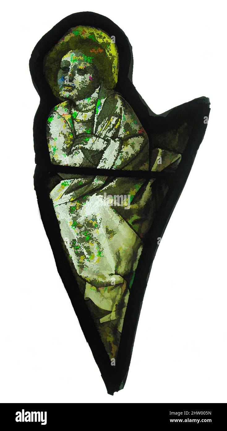 Art inspired by Stained Glass Panel, 15. Century, South Netherlandish, Stained Glass, Overall: 11 3/4 x 5 1/4 in. (29,8 x 13,3 cm), Glasmalerei, Klassisches Werk, das von Artotop mit einem Schuss Moderne modernisiert wurde. Formen, Farbe und Wert, auffällige visuelle Wirkung auf Kunst. Emotionen durch Freiheit von Kunstwerken auf zeitgemäße Weise. Eine zeitlose Botschaft, die eine wild kreative neue Richtung verfolgt. Künstler, die sich dem digitalen Medium zuwenden und die Artotop NFT erschaffen Stockfoto