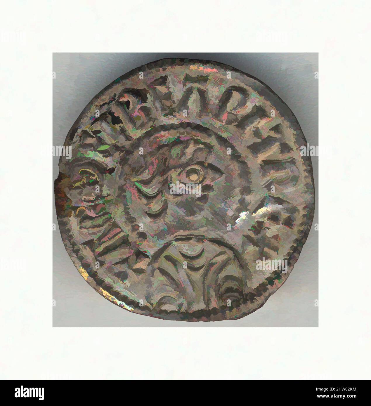 Art inspired by Wessex Penny, 861–866, British, Silver, insgesamt: 13/16 x 1/16 Zoll (2,1 x 0,1 cm), Münzen, Klassisches Werk von Artotop mit einem Schuss Moderne modernisiert. Formen, Farbe und Wert, auffällige visuelle Wirkung auf Kunst. Emotionen durch Freiheit von Kunstwerken auf zeitgemäße Weise. Eine zeitlose Botschaft, die eine wild kreative neue Richtung verfolgt. Künstler, die sich dem digitalen Medium zuwenden und die Artotop NFT erschaffen Stockfoto