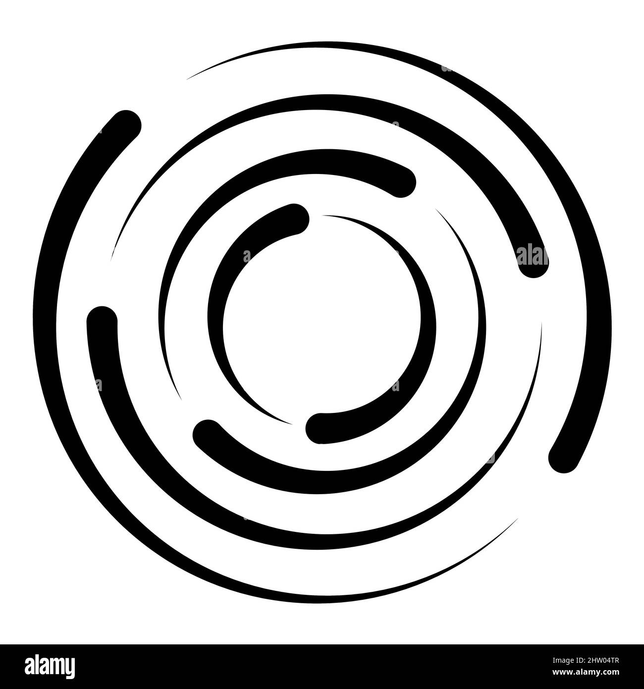 Konzentrischer Kreis, Kreisdrehungsradius, Symbol für Kreisdrehung Stock Vektor