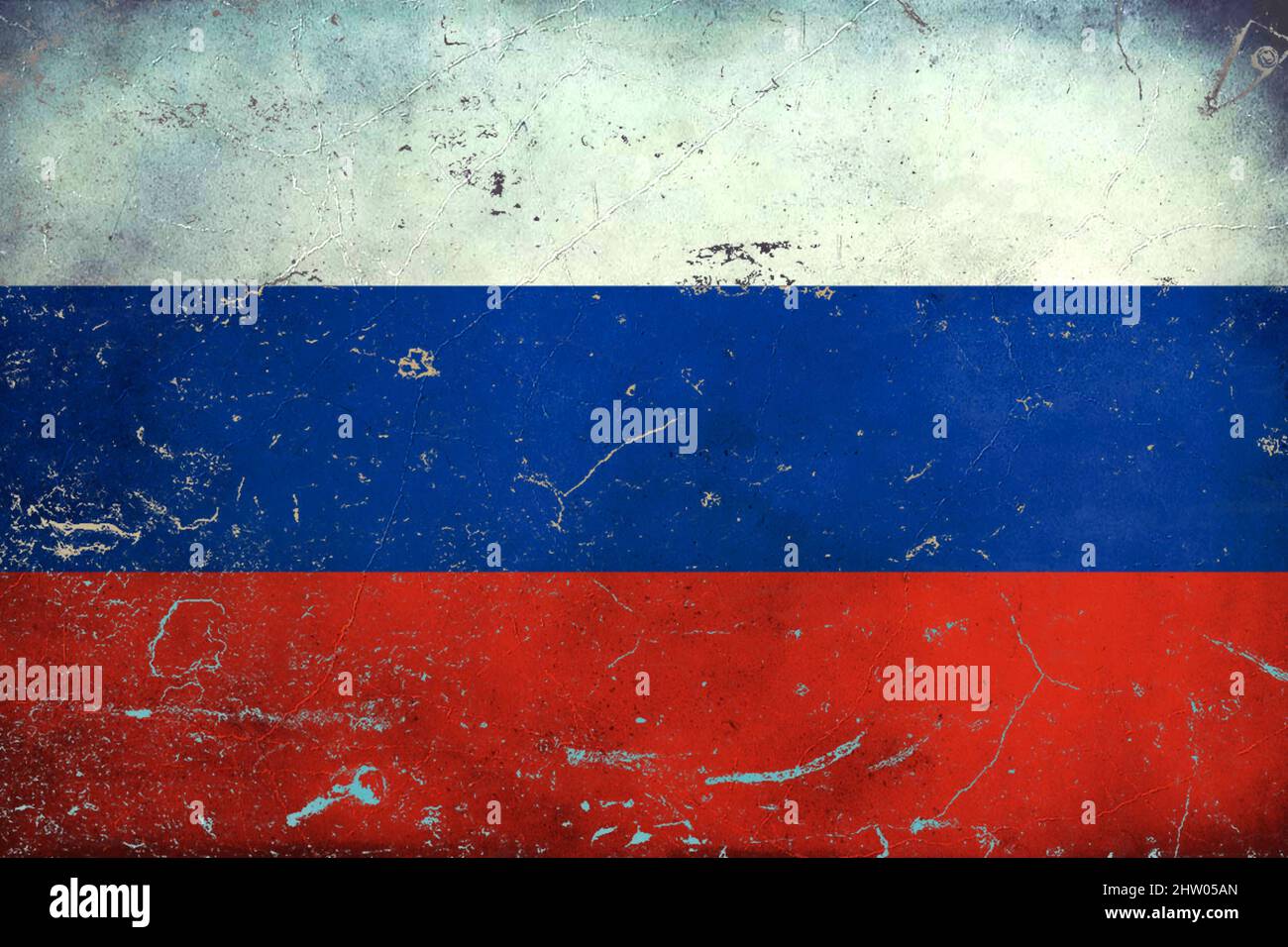 Flagge von russland, Schmutz und Vintage Foto-Effekt. Stockfoto