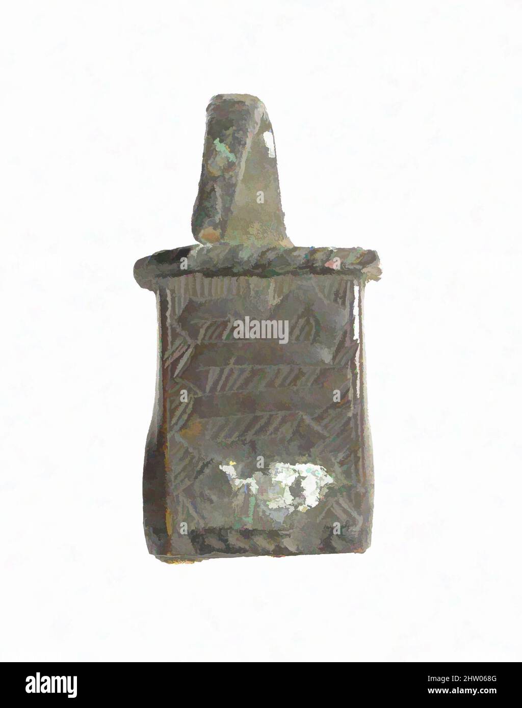 Art Inspired by Pilgrim's Badge, 14.–16. Century, Französisch, Blei, insgesamt: 1 1/4 x 5/8 Zoll (3,1 x 1,6 cm), Metallarbeiten-Leitung, Klassisches Werk, modernisiert von Artotop mit einem Schuss Modernität. Formen, Farbe und Wert, auffällige visuelle Wirkung auf Kunst. Emotionen durch Freiheit von Kunstwerken auf zeitgemäße Weise. Eine zeitlose Botschaft, die eine wild kreative neue Richtung verfolgt. Künstler, die sich dem digitalen Medium zuwenden und die Artotop NFT erschaffen Stockfoto