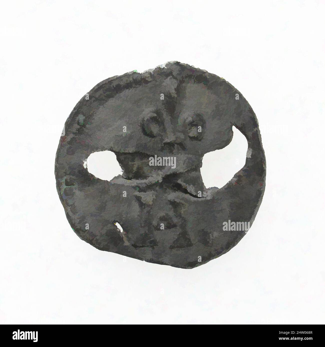 Art Inspired by Pilgrim's Badge, 14.–16. Jahrhundert, Französisch, Blei, insgesamt: 1 Zoll (2,5 cm), Metallarbeiten-Lead, Classic Works modernisiert von Artotop mit einem Schuss Moderne. Formen, Farbe und Wert, auffällige visuelle Wirkung auf Kunst. Emotionen durch Freiheit von Kunstwerken auf zeitgemäße Weise. Eine zeitlose Botschaft, die eine wild kreative neue Richtung verfolgt. Künstler, die sich dem digitalen Medium zuwenden und die Artotop NFT erschaffen Stockfoto
