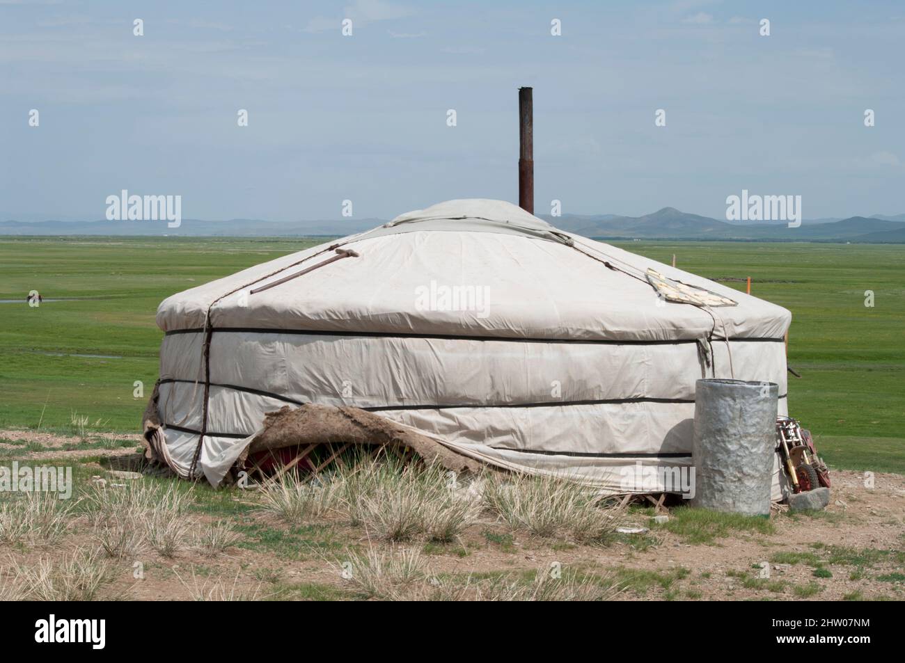 Asien, Mongolei, Jurte im Khustain nuruu Nationalpark Stockfoto