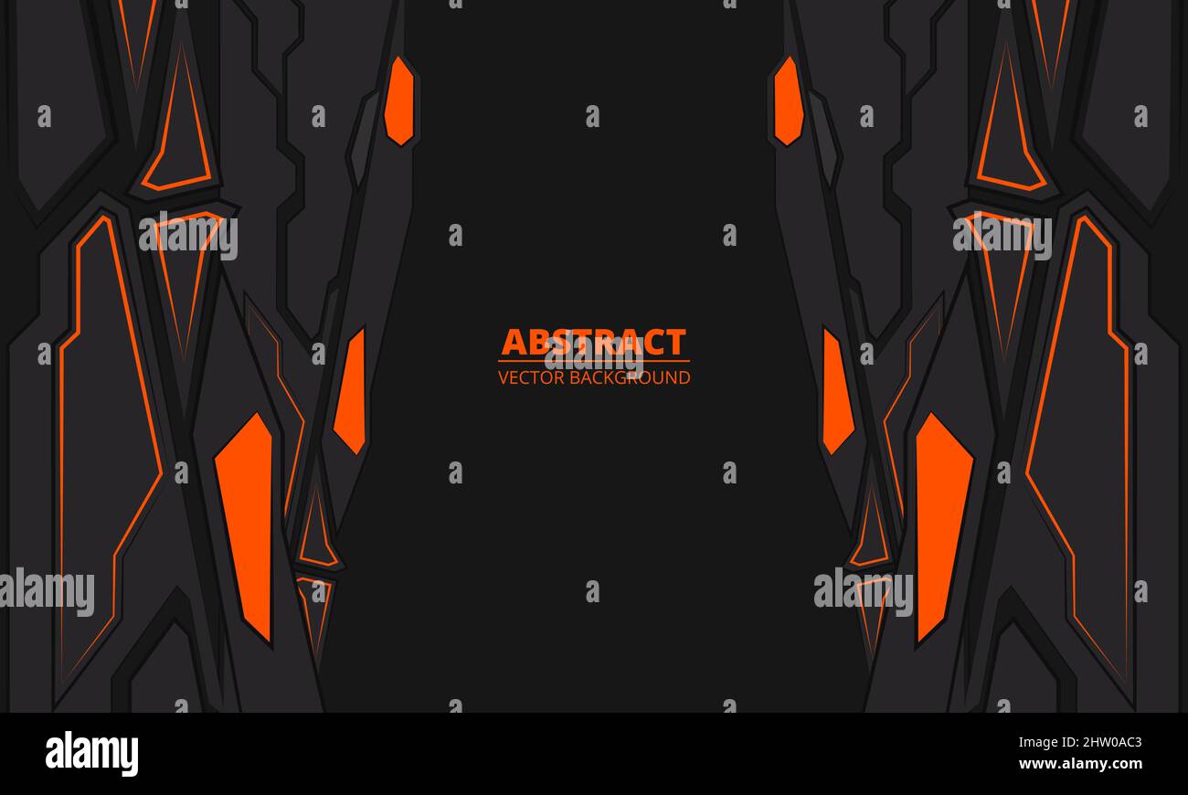 Technologie schwarz und orange futuristischen Gaming abstrakten Hintergrund. Flacher Techno-Hintergrund Stock Vektor