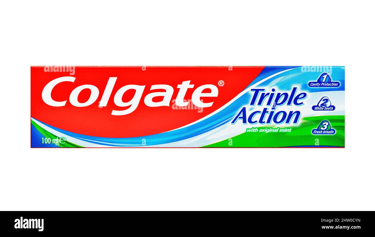 Colgate Zahnpasta, Ausschneiden Stockfoto