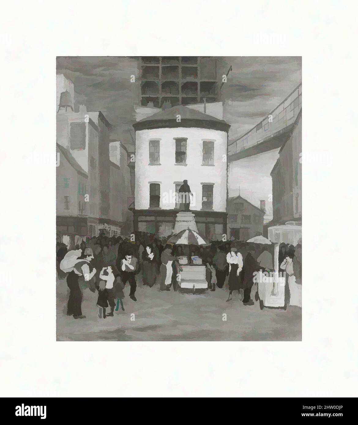 Kunst inspiriert von New York Street Scene, 1929, Öl auf Leinwand, H. 29, W. 25 Zoll, Paintings, Glenn Coleman (American, Springfield, Ohio 1887–1932 Long Beach, New York, Klassische Werke, die von Artotop mit einem Schuss Moderne modernisiert wurden. Formen, Farbe und Wert, auffällige visuelle Wirkung auf Kunst. Emotionen durch Freiheit von Kunstwerken auf zeitgemäße Weise. Eine zeitlose Botschaft, die eine wild kreative neue Richtung verfolgt. Künstler, die sich dem digitalen Medium zuwenden und die Artotop NFT erschaffen Stockfoto