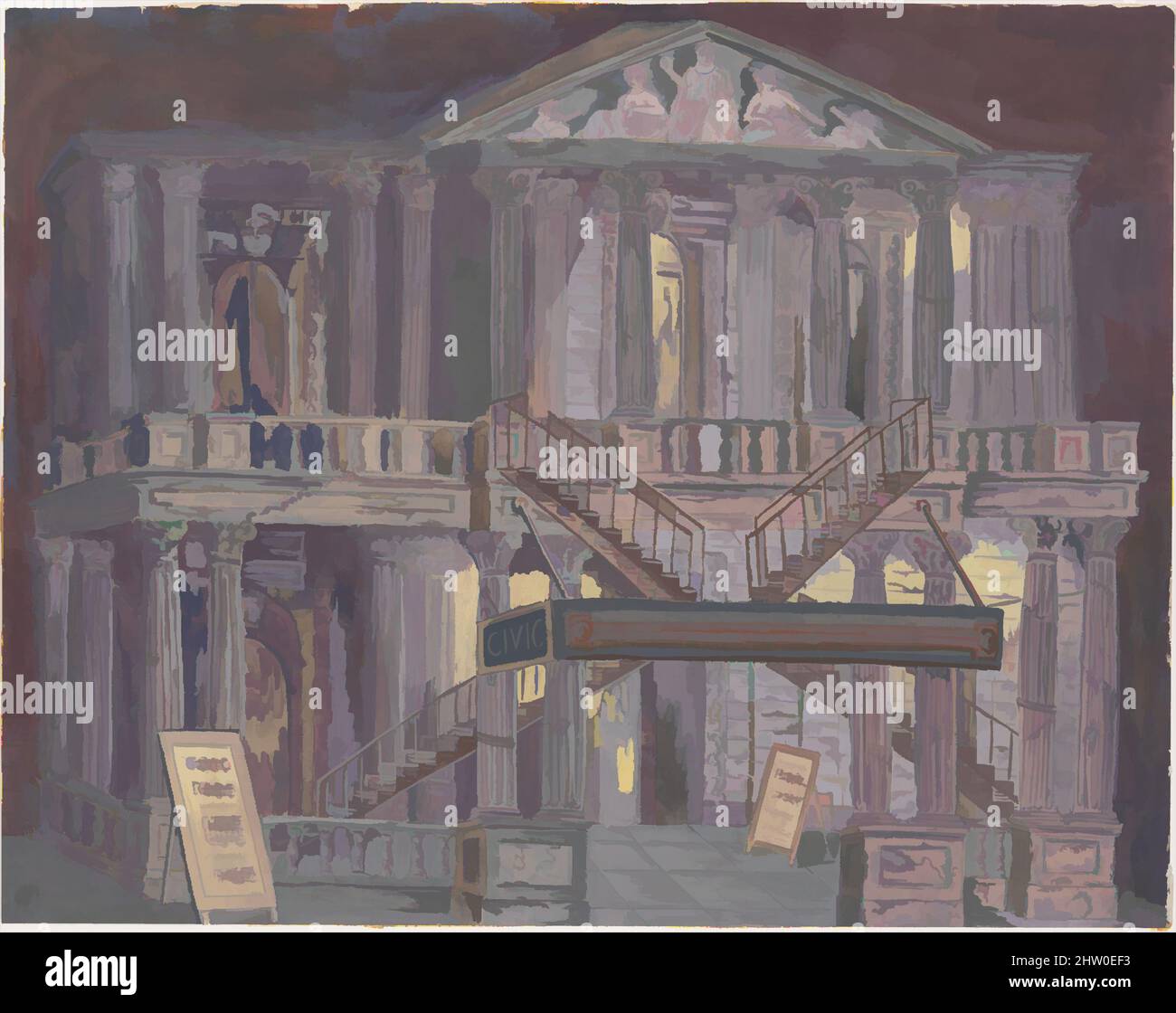 Kunst inspiriert von 14. Street Theatre, ca. 1940, Gouache auf Papier, H. 17-1/3, W. 22 Zoll, Zeichnungen, Perkins Hardy (Amerikaner, 1901–1986, Klassisches Werk, das von Artotop mit einem Schuss Moderne modernisiert wurde. Formen, Farbe und Wert, auffällige visuelle Wirkung auf Kunst. Emotionen durch Freiheit von Kunstwerken auf zeitgemäße Weise. Eine zeitlose Botschaft, die eine wild kreative neue Richtung verfolgt. Künstler, die sich dem digitalen Medium zuwenden und die Artotop NFT erschaffen Stockfoto