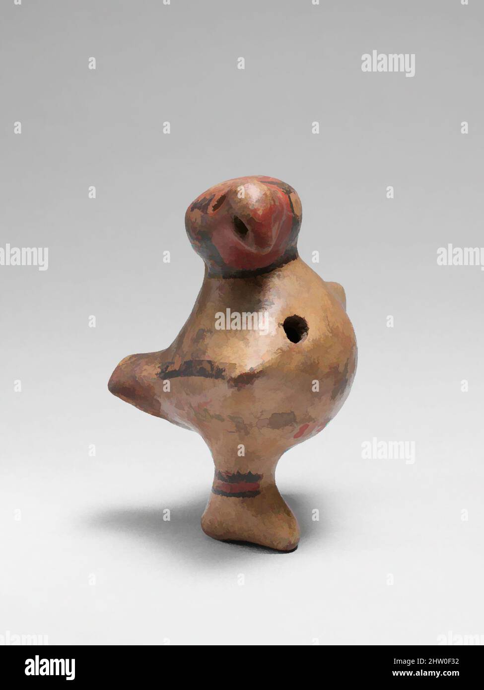 Kunst inspiriert von Pottery Whistle und Rattle, Präkolumbian, ca. 800–1525, Region Diquis, Costa Rica, Costa Rica, Clay, Insgesamt: 8,7 x 6,1 x 5,8 cm, 76 g (3 7/16 x 2 3/8 x 2 5/16 in., 2,7 oz.), Aerophon und Idiophon-Rauchgeblasen / Gefäßrassel, Classic Works modernisiert von Artotop mit einem Schuss Moderne. Formen, Farbe und Wert, auffällige visuelle Wirkung auf Kunst. Emotionen durch Freiheit von Kunstwerken auf zeitgemäße Weise. Eine zeitlose Botschaft, die eine wild kreative neue Richtung verfolgt. Künstler, die sich dem digitalen Medium zuwenden und die Artotop NFT erschaffen Stockfoto