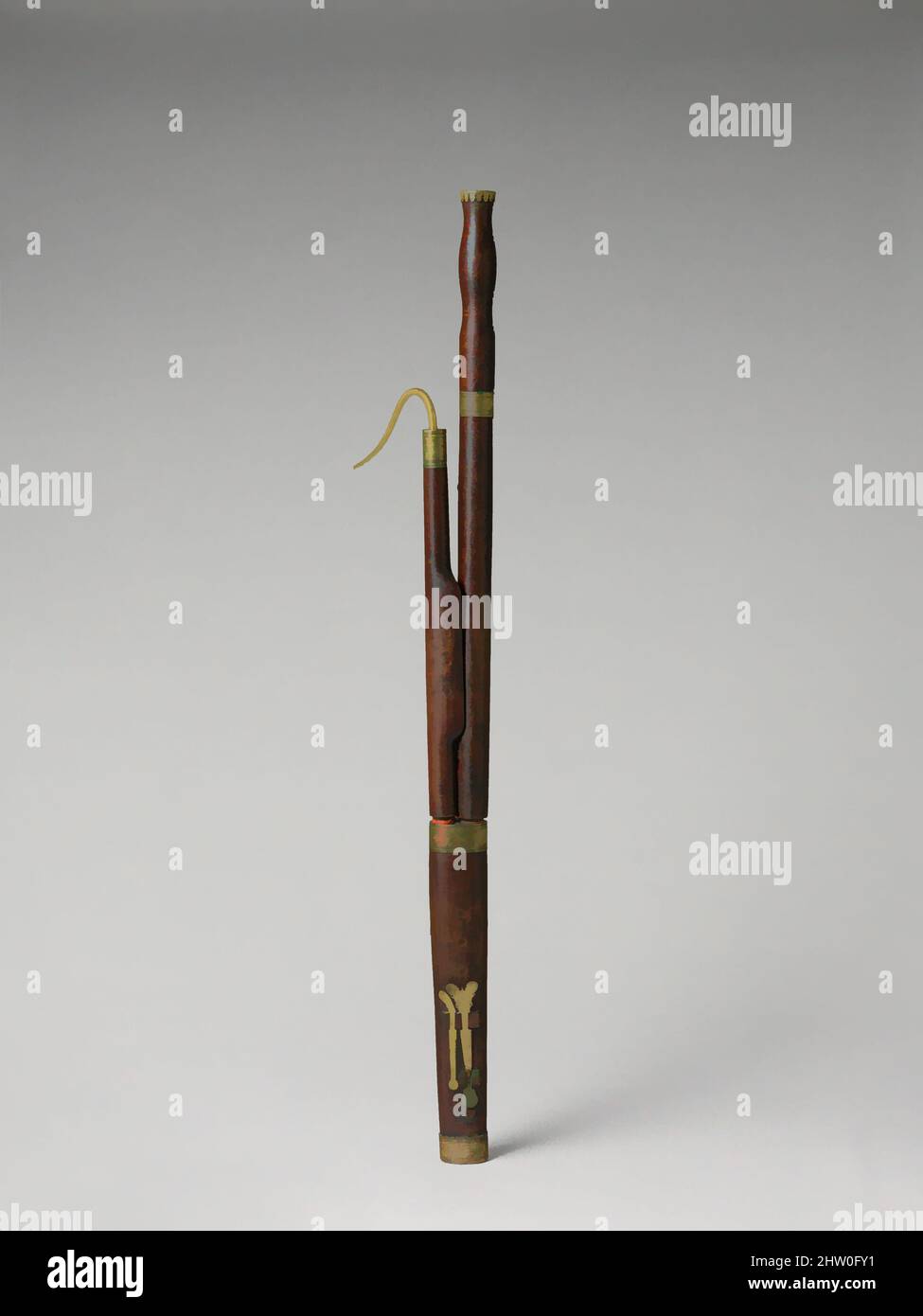 Kunst inspiriert von Fagott, ca. 1750, Bayreuth, Deutschland, Deutsch, Ahorn, Messing, Höhe: 47 3/16 Zoll (119,8 cm), Aerophone-Reed Vibrated-Double Reed, Wolfgang Thomae (vor 1771, Klassisches Werk, das von Artotop mit einem Schuss Modernität modernisiert wurde. Formen, Farbe und Wert, auffällige visuelle Wirkung auf Kunst. Emotionen durch Freiheit von Kunstwerken auf zeitgemäße Weise. Eine zeitlose Botschaft, die eine wild kreative neue Richtung verfolgt. Künstler, die sich dem digitalen Medium zuwenden und die Artotop NFT erschaffen Stockfoto