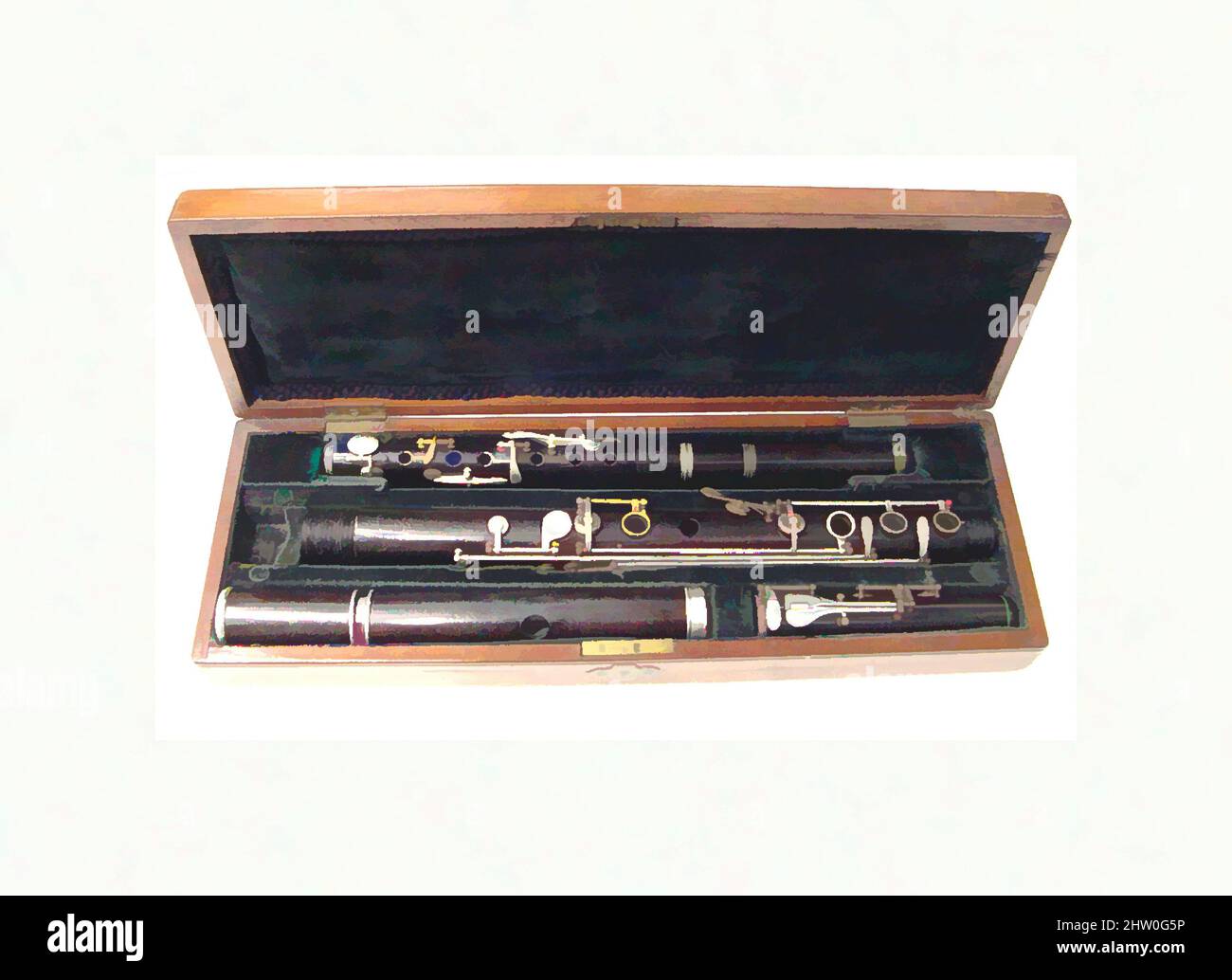 Art inspired by Flute, 1843, London, England, Großbritannien, Britisch, Cocuswood, Silber, klingende Länge mit 580 mm (22 13/16 in.) zusammengerobenen Dias;, Aerophone-Blow Hole-Side-Blown-Flöte (transversal), Rudall & Rose (British, Classic Works Modernity Modernised by Artotop with a Splash of Modernity. Formen, Farbe und Wert, auffällige visuelle Wirkung auf Kunst. Emotionen durch Freiheit von Kunstwerken auf zeitgemäße Weise. Eine zeitlose Botschaft, die eine wild kreative neue Richtung verfolgt. Künstler, die sich dem digitalen Medium zuwenden und die Artotop NFT erschaffen Stockfoto