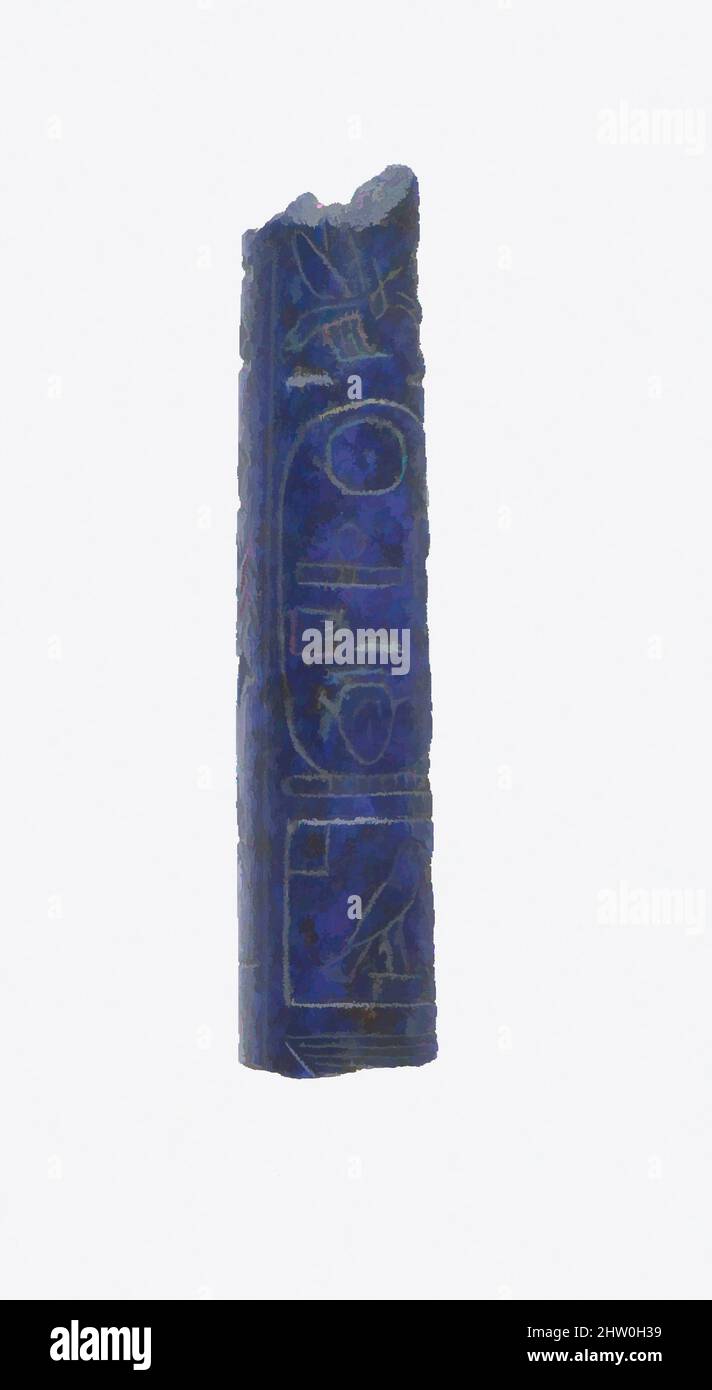 Zweisprachige Zylinderdichtung, späten Mittleren Reich, Dynastie 13, Ca. 1782 - 1780 v. Chr., aus Ägypten, Lapis-lazuli, h. 3,9 cm (1 9/16 in.), Dieses fragmentarische Lapis Lazuli Zylinder Dichtung in Hieroglyphen eingraviert ist: "König von Ober- und Unterägypten, Sehetepibre, [Geliebte] Hathor, Herrin [von Byblos]'. Auf der gegenüberliegenden Seite liest es "yakin - ilum Stockfoto