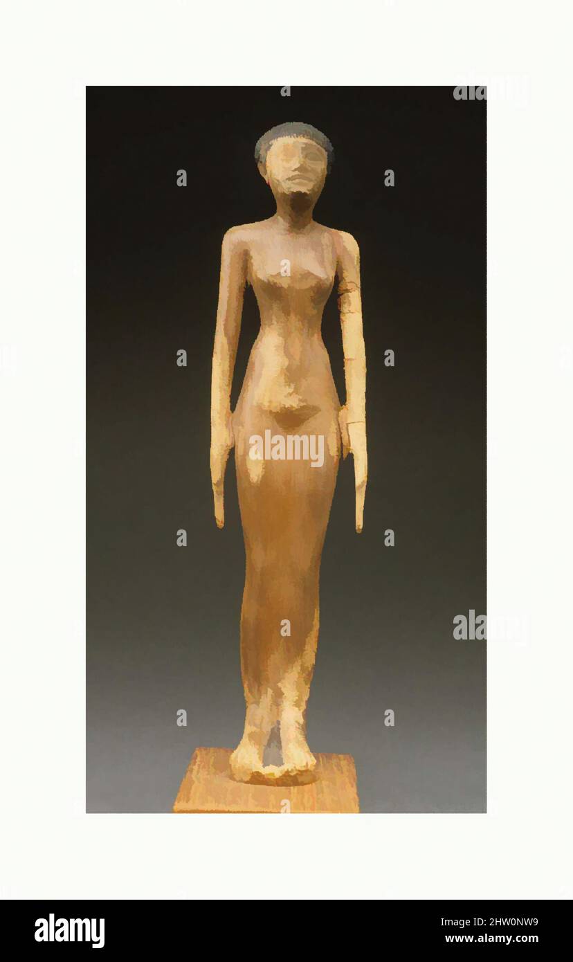 Kunst inspiriert von Figur einer Frau, altes Königreich, Dynastie 8, ca. 2150–2100 v. Chr., aus Ägypten, Holz, Farbe, h.. 21,8 cm (8 9/16 in, Classic Works modernisiert von Artotop mit einem Schuss Moderne. Formen, Farbe und Wert, auffällige visuelle Wirkung auf Kunst. Emotionen durch Freiheit von Kunstwerken auf zeitgemäße Weise. Eine zeitlose Botschaft, die eine wild kreative neue Richtung verfolgt. Künstler, die sich dem digitalen Medium zuwenden und die Artotop NFT erschaffen Stockfoto