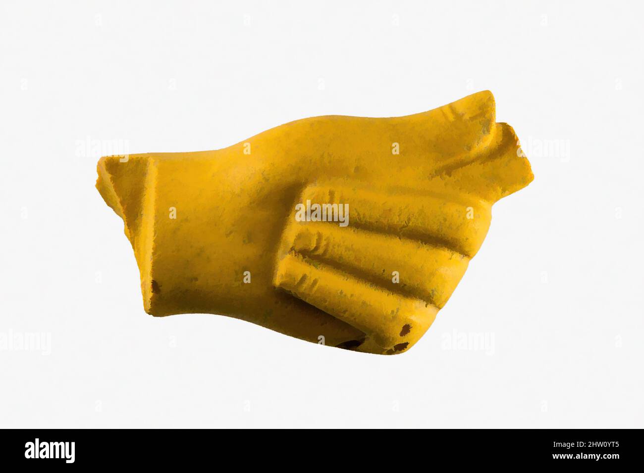 Kunst inspiriert von Fist, Spätperiode–ptolemäische Periode, 664–30 v. Chr., aus Ägypten, Glas, H. 5,7 × W. 5,3 × T. 2,8 cm (2 1/4 × 2 1/16 × 1 1/8 in.), figürliche Glaselemente können in einzelne Holzzellen eingebaut oder direkt neben andere Elemente platziert werden und an einem von Artotop modernisierten Classic Works mit einem Schuss Moderne befestigt werden. Formen, Farbe und Wert, auffällige visuelle Wirkung auf Kunst. Emotionen durch Freiheit von Kunstwerken auf zeitgemäße Weise. Eine zeitlose Botschaft, die eine wild kreative neue Richtung verfolgt. Künstler, die sich dem digitalen Medium zuwenden und die Artotop NFT erschaffen Stockfoto