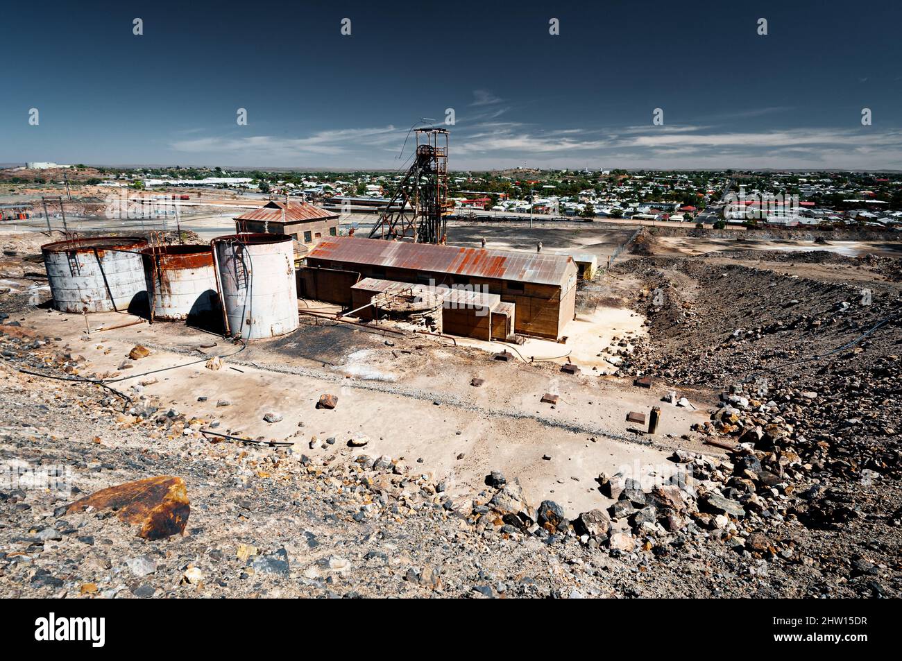 Alte Silbermine in Broken Hill. Stockfoto