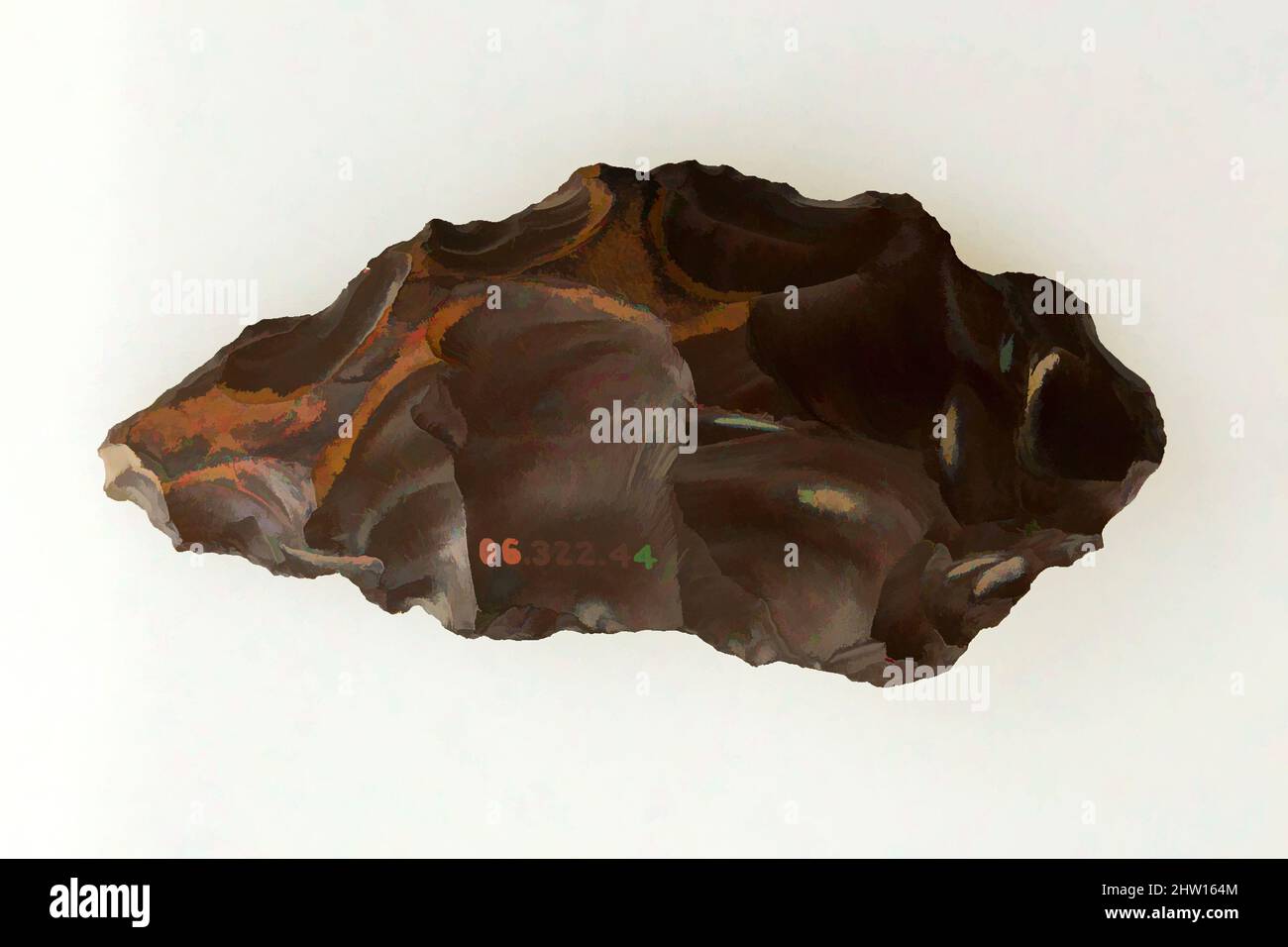 Kunst inspiriert von Werkzeug, untere Altsteinzeit, ca. 300.000–90.000 v. Chr., aus Ägypten, Oberägypten, Theben, Libysche Wüste, Flint, Classic Works modernisiert von Artotop mit einem Schuss Moderne. Formen, Farbe und Wert, auffällige visuelle Wirkung auf Kunst. Emotionen durch Freiheit von Kunstwerken auf zeitgemäße Weise. Eine zeitlose Botschaft, die eine wild kreative neue Richtung verfolgt. Künstler, die sich dem digitalen Medium zuwenden und die Artotop NFT erschaffen Stockfoto