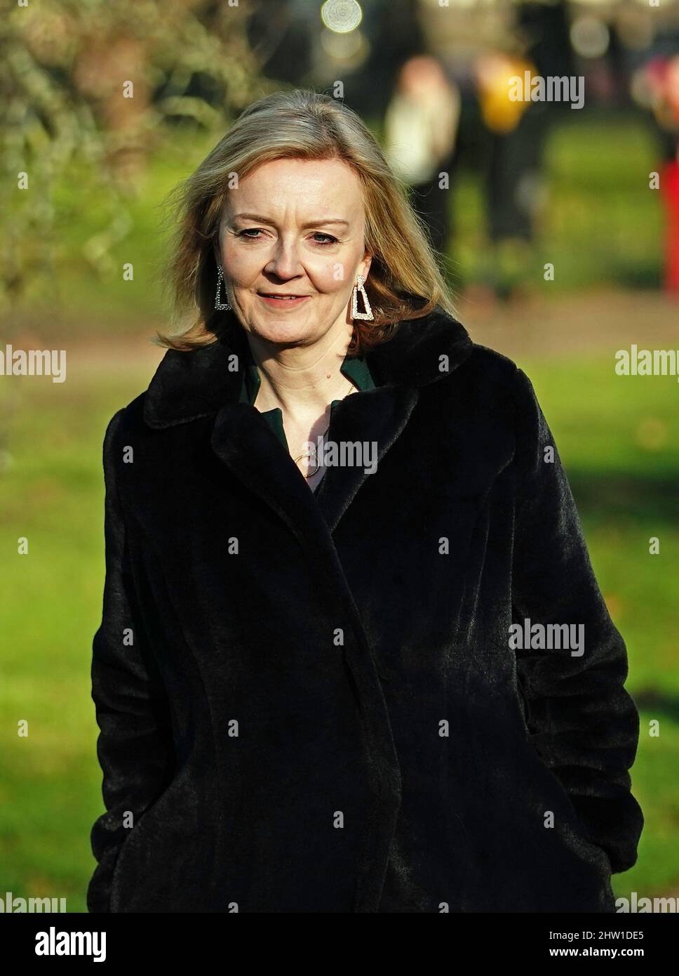 EMABARGOED BIS 2230. DONNERSTAG, DEN 3. MÄRZ Datei-Foto vom 14/01/22 von Außenminister Liz Truss, der nach seiner „illegalen, amoralen und barbarischen“ Invasion in der Ukraine zu einem „intensiven Tag der Diplomatie“ in Brüssel aufbrechen wird, um „das Laster um Putins Kriegsmaschinerie zu verschärfen“. Stockfoto