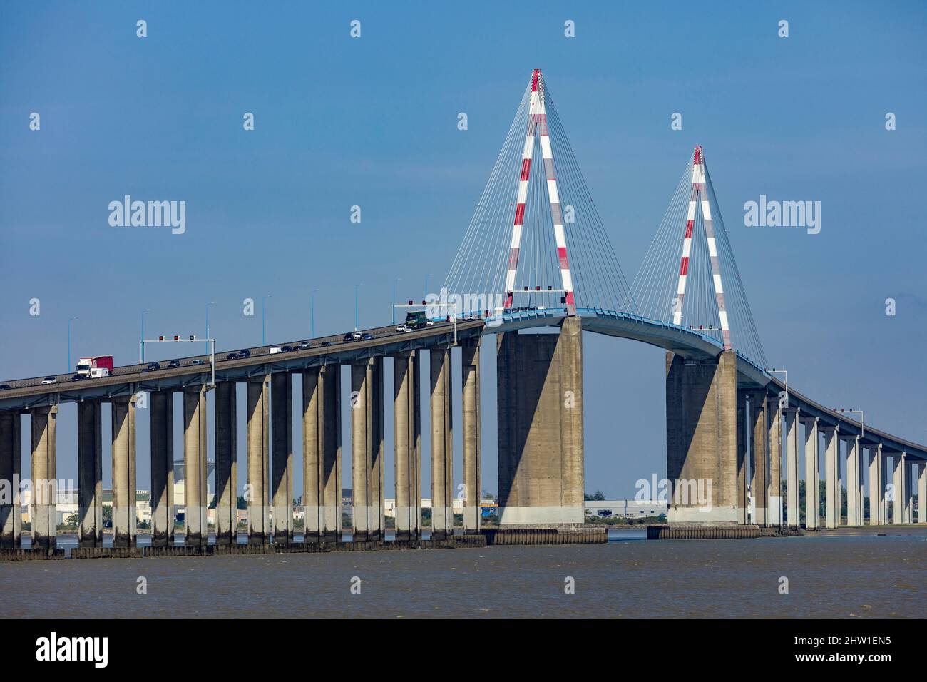 Frankreich, Loire-Atlantique, Saint-Br?vin-les-Pins, Saint-Nazaire-Brücke, Saint-Nazaire-Brücke Stockfoto