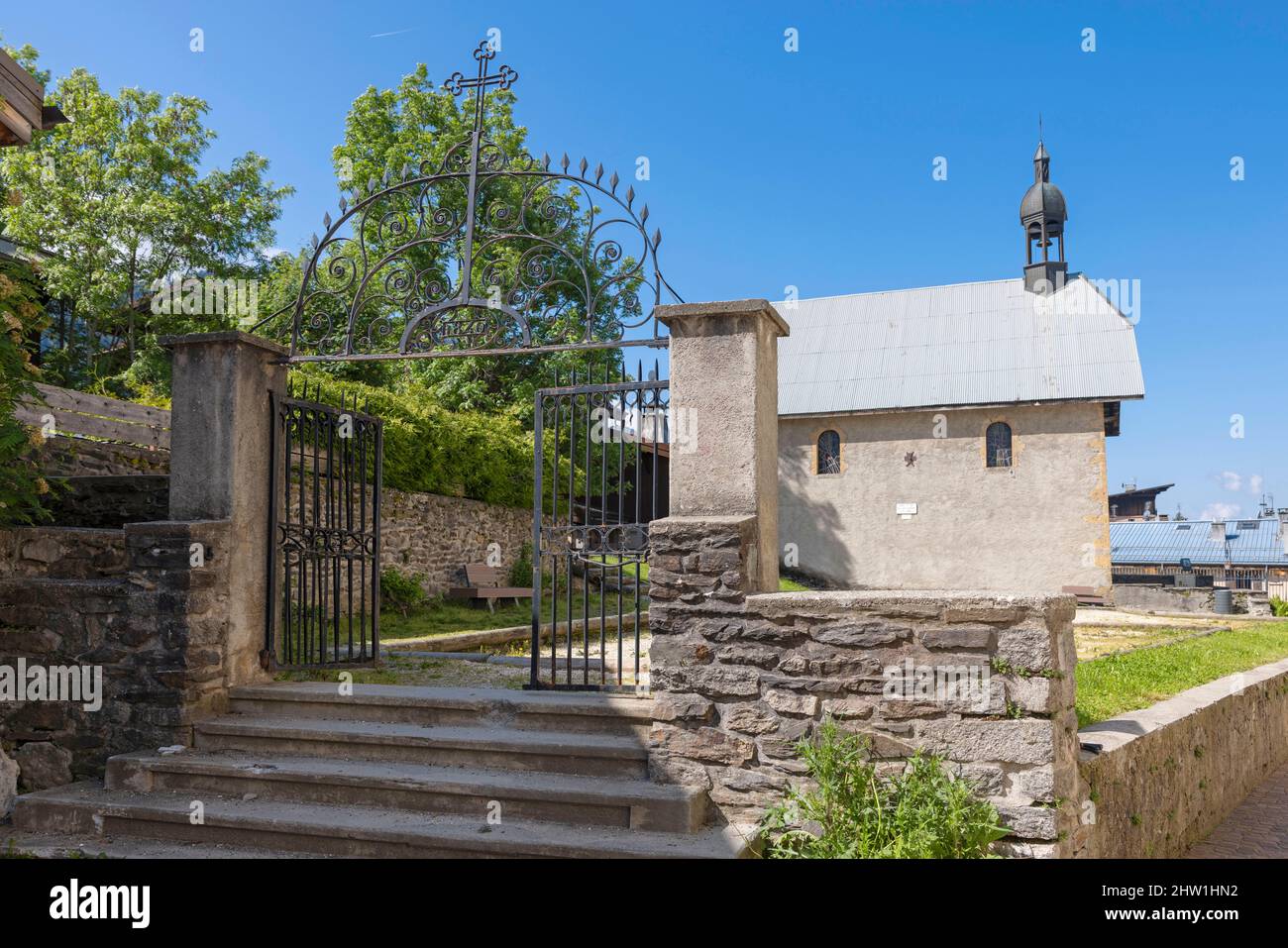 Frankreich, Haute Savoie , Mont Blanc Land, Meg?ve, Sainte Anne Kapelle, Um 1500 verstärkt und 1734 repariert Stockfoto