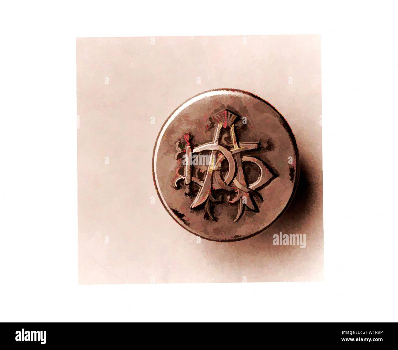 Kunst inspiriert von Button, 1830–70, hergestellt in Waterbury, Connecticut, USA, Amerikanisch, Silberplatte, Durchm. 15/16 Zoll (2,4 cm), Metall, Waterbury Button Company, Klassische Werke, die von Artotop mit einem Schuss Moderne modernisiert wurden. Formen, Farbe und Wert, auffällige visuelle Wirkung auf Kunst. Emotionen durch Freiheit von Kunstwerken auf zeitgemäße Weise. Eine zeitlose Botschaft, die eine wild kreative neue Richtung verfolgt. Künstler, die sich dem digitalen Medium zuwenden und die Artotop NFT erschaffen Stockfoto