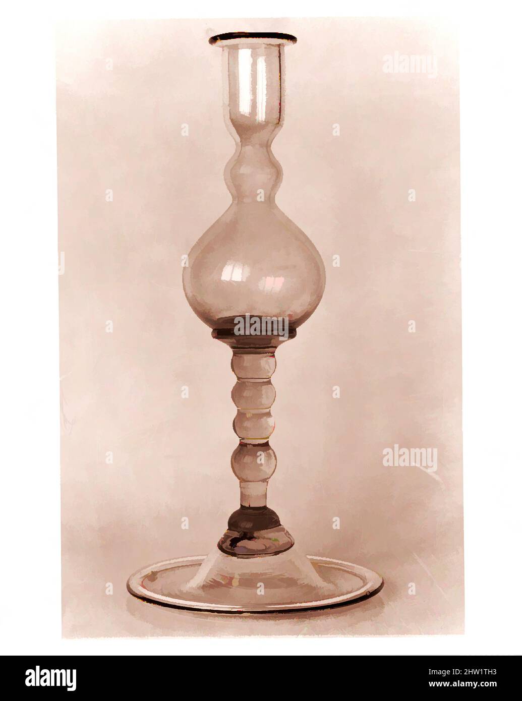 Art inspired by Candlestick, 1700–1800, made in United States, American, Free-blown Lead Aquamaringlas, H. 10 1/4 in. (26 cm), Glas, Classic Works modernisiert von Artotop mit einem Schuss Modernität. Formen, Farbe und Wert, auffällige visuelle Wirkung auf Kunst. Emotionen durch Freiheit von Kunstwerken auf zeitgemäße Weise. Eine zeitlose Botschaft, die eine wild kreative neue Richtung verfolgt. Künstler, die sich dem digitalen Medium zuwenden und die Artotop NFT erschaffen Stockfoto