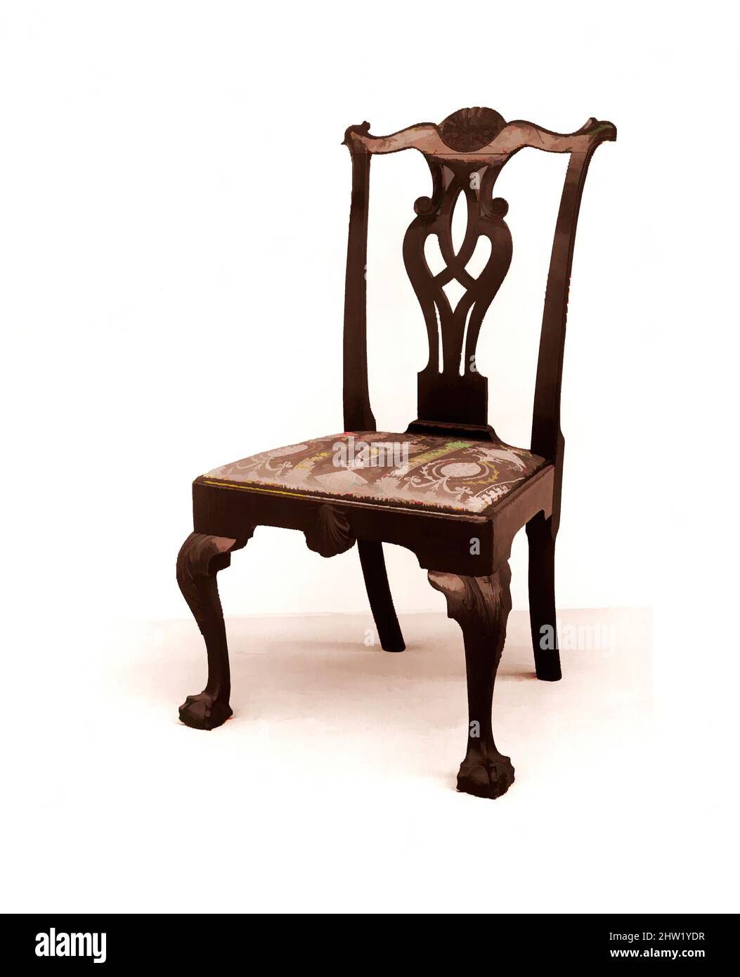 Kunst inspiriert von Side Chair, 1760–90, hergestellt in Philadelphia, Pennsylvania, USA, Amerikanisch, Mahagoni, atlantische weiße Zeder, Kirsche, 41 1/4 x 21 3/4 x 21 1/4 Zoll (104,8 x 55,2 x 54 cm), Möbel, Classic Works modernisiert von Artotop mit einem Schuss Moderne. Formen, Farbe und Wert, auffällige visuelle Wirkung auf Kunst. Emotionen durch Freiheit von Kunstwerken auf zeitgemäße Weise. Eine zeitlose Botschaft, die eine wild kreative neue Richtung verfolgt. Künstler, die sich dem digitalen Medium zuwenden und die Artotop NFT erschaffen Stockfoto