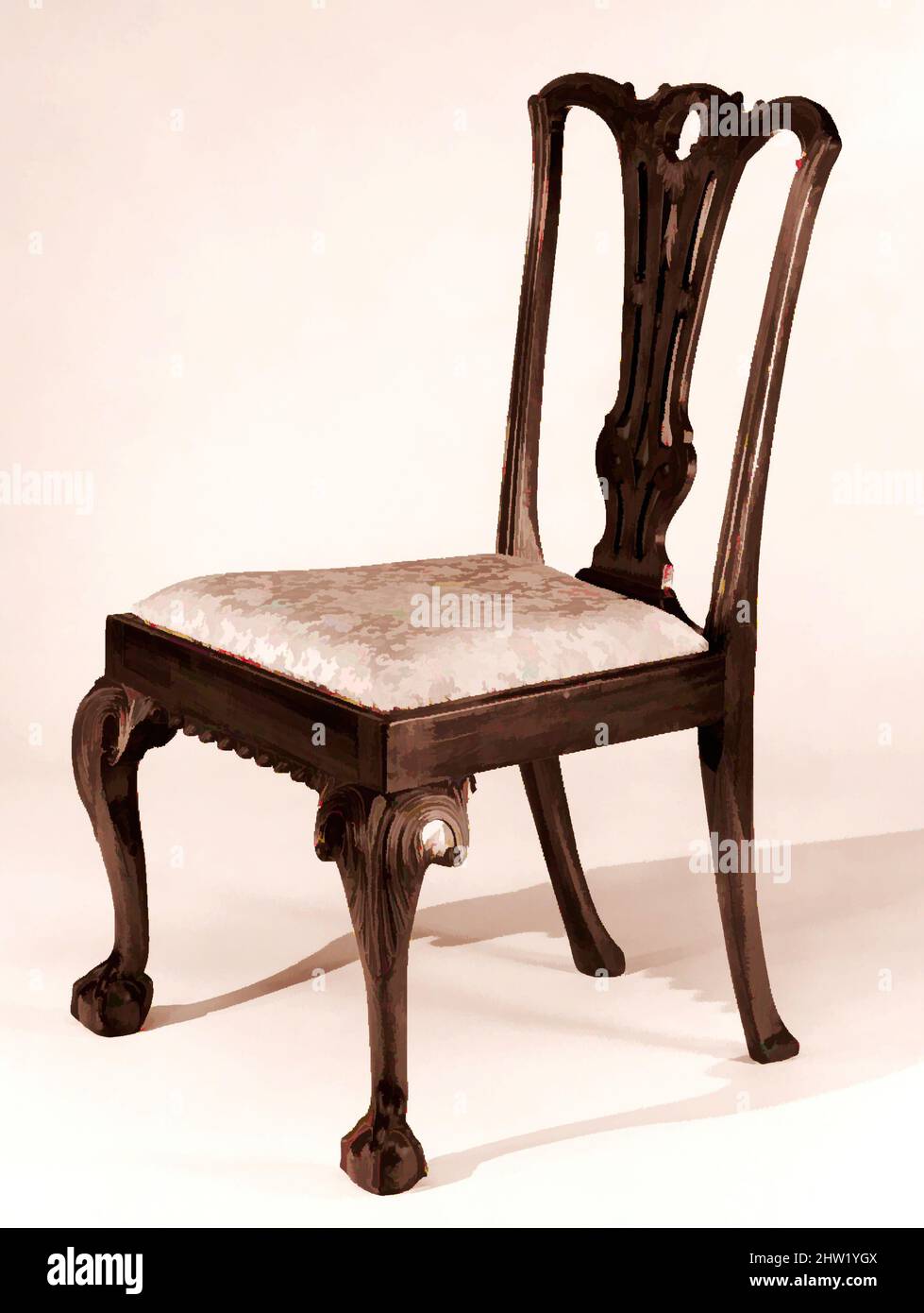 Kunst inspiriert von Side Chair, ca. 1725–90, hergestellt in Philadelphia, Pennsylvania, USA, Mahagoni, Möbel, Classic Works modernisiert von Artotop mit einem Hauch von Modernität. Formen, Farbe und Wert, auffällige visuelle Wirkung auf Kunst. Emotionen durch Freiheit von Kunstwerken auf zeitgemäße Weise. Eine zeitlose Botschaft, die eine wild kreative neue Richtung verfolgt. Künstler, die sich dem digitalen Medium zuwenden und die Artotop NFT erschaffen Stockfoto