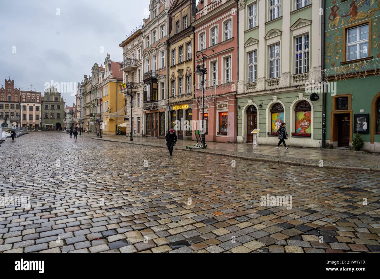 4. Januar 2021 - Poznan, Polen: Der Marktplatz in der Renaissance-Altstadt Stockfoto
