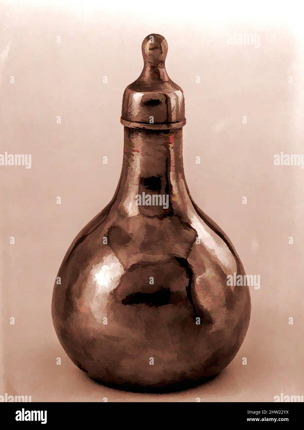 Von Baby's Bottle inspirierte Kunst, 1810–50, hergestellt in Hartford, Connecticut, USA, American, Pewter, H. 6 1/2 Zoll (16,5 cm), Metal, Thomas Danforth Boardman (1784–1873, Klassische Werke, die von Artotop mit einem Schuss Moderne modernisiert wurden. Formen, Farbe und Wert, auffällige visuelle Wirkung auf Kunst. Emotionen durch Freiheit von Kunstwerken auf zeitgemäße Weise. Eine zeitlose Botschaft, die eine wild kreative neue Richtung verfolgt. Künstler, die sich dem digitalen Medium zuwenden und die Artotop NFT erschaffen Stockfoto