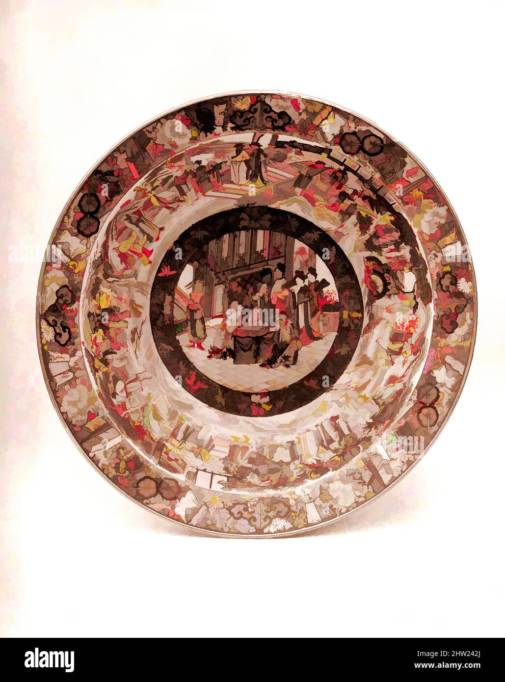 Von Basin inspirierte Kunst, 1825–45, Made in China, Chinesisch, Porzellan, H. 4 1/4 Zoll; Durchm. 14 1/2 Zoll (36,8 cm), Keramik, Klassisches von Artotop modernisiertes Werk mit einem Schuss Moderne. Formen, Farbe und Wert, auffällige visuelle Wirkung auf Kunst. Emotionen durch Freiheit von Kunstwerken auf zeitgemäße Weise. Eine zeitlose Botschaft, die eine wild kreative neue Richtung verfolgt. Künstler, die sich dem digitalen Medium zuwenden und die Artotop NFT erschaffen Stockfoto