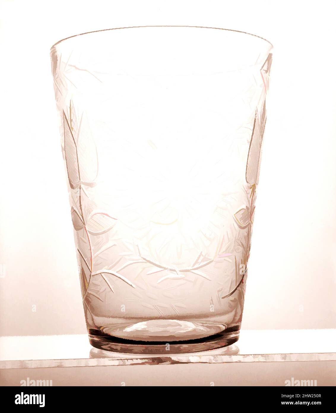 Art inspired by Pulque Becherglas, 1775–1825, Spanisch, Bleifrei, H. 11 3/4  Zoll (29,8 cm); Durchm. 8 7/8 Zoll (22,5 cm), Glas, Classic Works  modernisiert von Artotop mit einem Schuss Modernität. Formen, Farbe