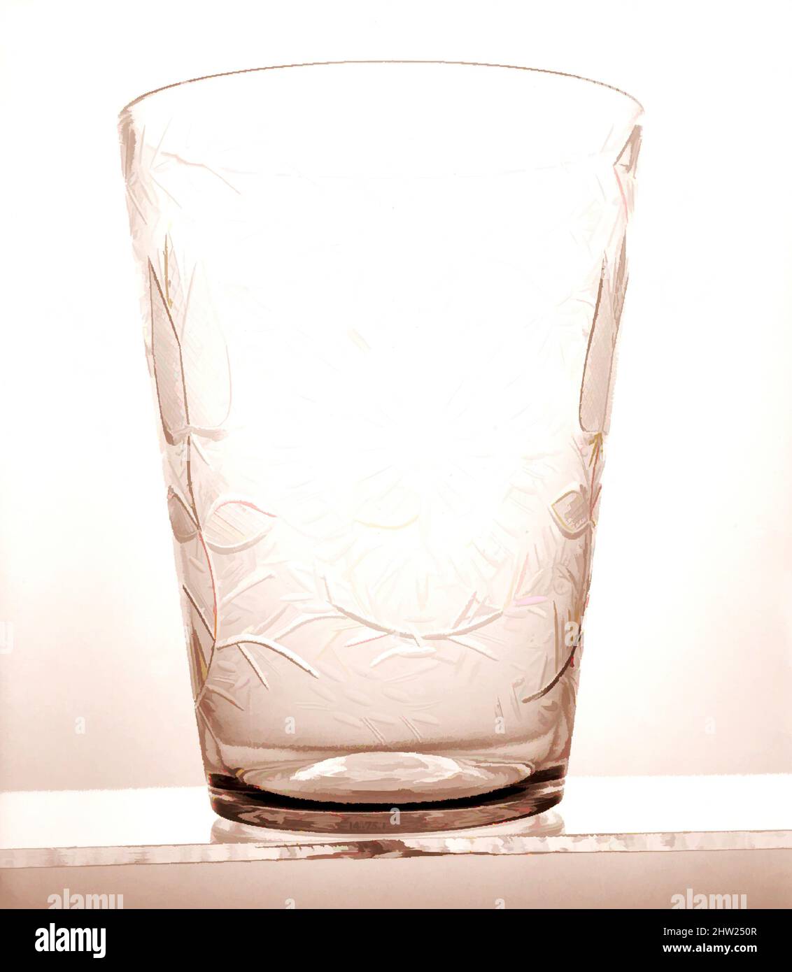 Art inspired by Pulque Becherglas, 1775–1825, Spanisch, Bleifrei, H. 11 3/4 Zoll (29,8 cm); Durchm. 8 7/8 Zoll (22,5 cm), Glas, Classic Works modernisiert von Artotop mit einem Schuss Modernität. Formen, Farbe und Wert, auffällige visuelle Wirkung auf Kunst. Emotionen durch Freiheit von Kunstwerken auf zeitgemäße Weise. Eine zeitlose Botschaft, die eine wild kreative neue Richtung verfolgt. Künstler, die sich dem digitalen Medium zuwenden und die Artotop NFT erschaffen Stockfoto