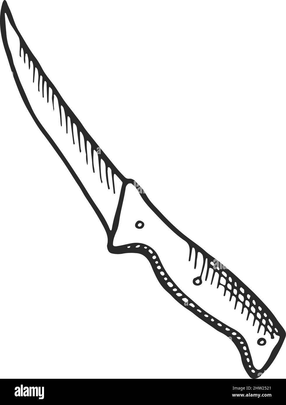 Messer in handgezeichneter Form. Küchenwerkzeug mit scharfer Klinge Stock Vektor