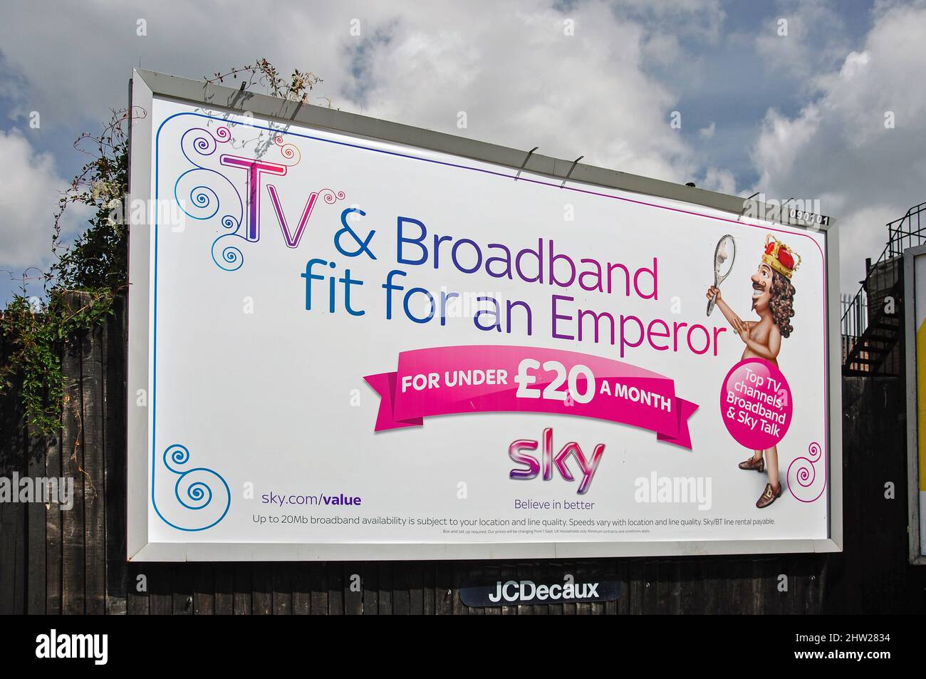 Sky-TV-Werbung Horten, Gateshead, Tyne and Wear, England, Vereinigtes Königreich Stockfoto