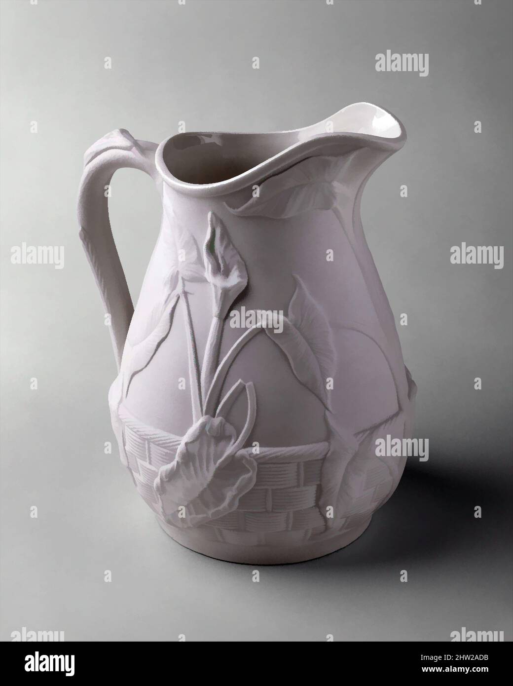 Kunst inspiriert von Pitcher, 1875–79, hergestellt in Cincinnati, Ohio, USA, Amerikanisch, Porzellan, 9 1/2 x 8 Zoll (24,1 x 20,3 cm), Keramik, Klassisches von Artotop modernisiertes Werk mit einem Schuss Modernität. Formen, Farbe und Wert, auffällige visuelle Wirkung auf Kunst. Emotionen durch Freiheit von Kunstwerken auf zeitgemäße Weise. Eine zeitlose Botschaft, die eine wild kreative neue Richtung verfolgt. Künstler, die sich dem digitalen Medium zuwenden und die Artotop NFT erschaffen Stockfoto