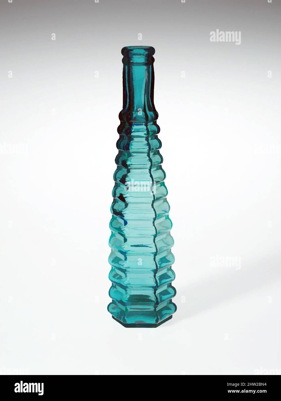 Kunst inspiriert von Bottle, ca. 1875, frei geblasenes Formglas, H. 8 1/8 Zoll (20,6 cm), Glas, Classic Works modernisiert von Artotop mit einem Schuss Modernität. Formen, Farbe und Wert, auffällige visuelle Wirkung auf Kunst. Emotionen durch Freiheit von Kunstwerken auf zeitgemäße Weise. Eine zeitlose Botschaft, die eine wild kreative neue Richtung verfolgt. Künstler, die sich dem digitalen Medium zuwenden und die Artotop NFT erschaffen Stockfoto